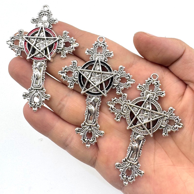 Vintage Urban Fashion - 2pcs 30x15mm Gothic Big Cross Star