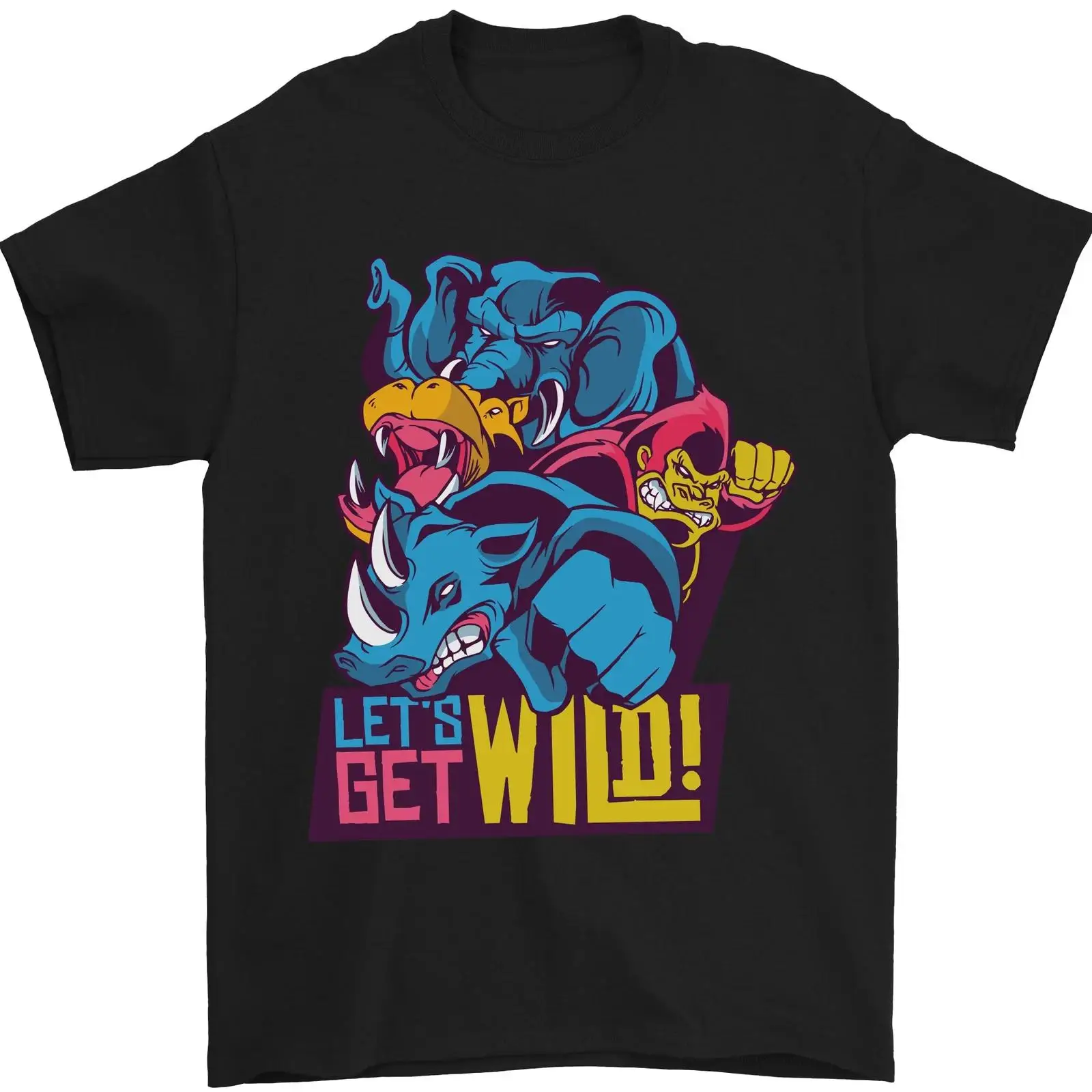 Vintage Fashion Herren - Lets Get Wild Rhino Gorilla Elephant