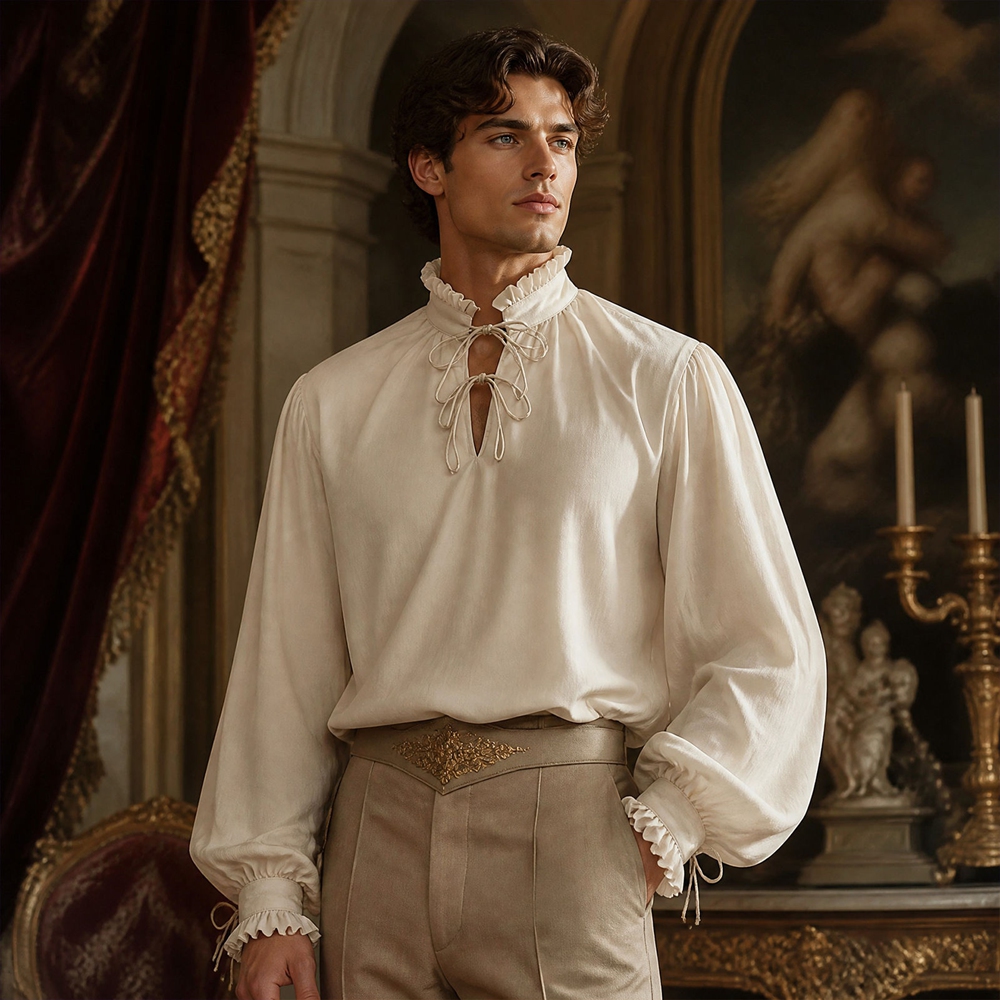 Vintage Victorian Fashion - Medieval Renaissance Pirate Shirt Men Vintage