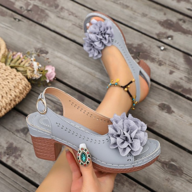 Vintage Flower Decorate Peep T - Vintage Fashion Heels review and price