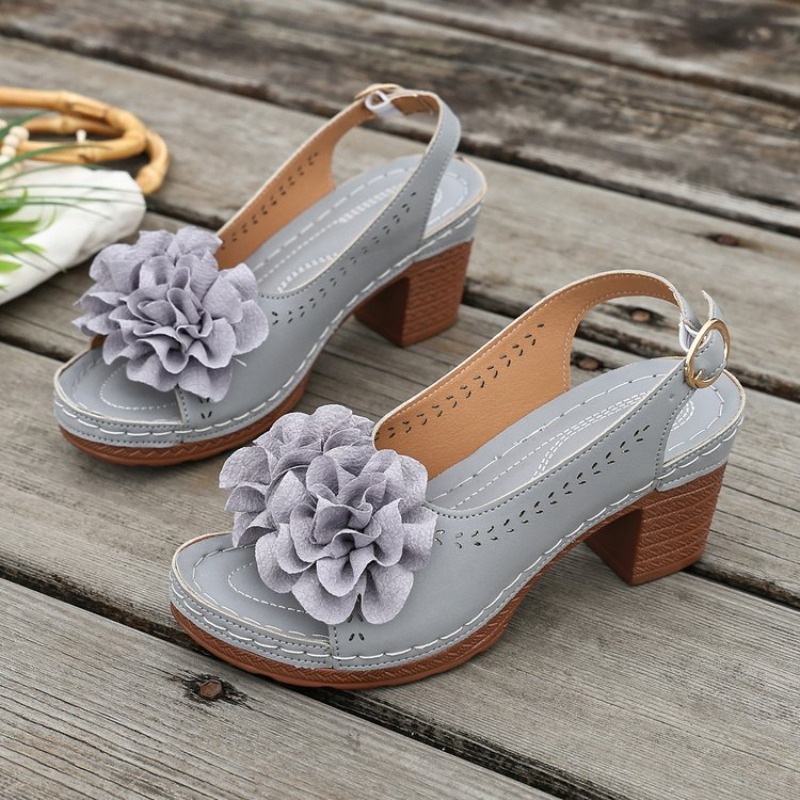 Vintage Flower Decorate Peep T - Vintage Fashion Heels review and price