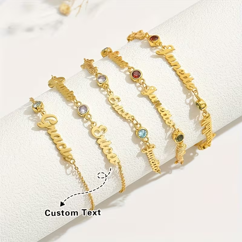 Custom Name Birthstone Bracele - Vintage Fashion Meaning review and price