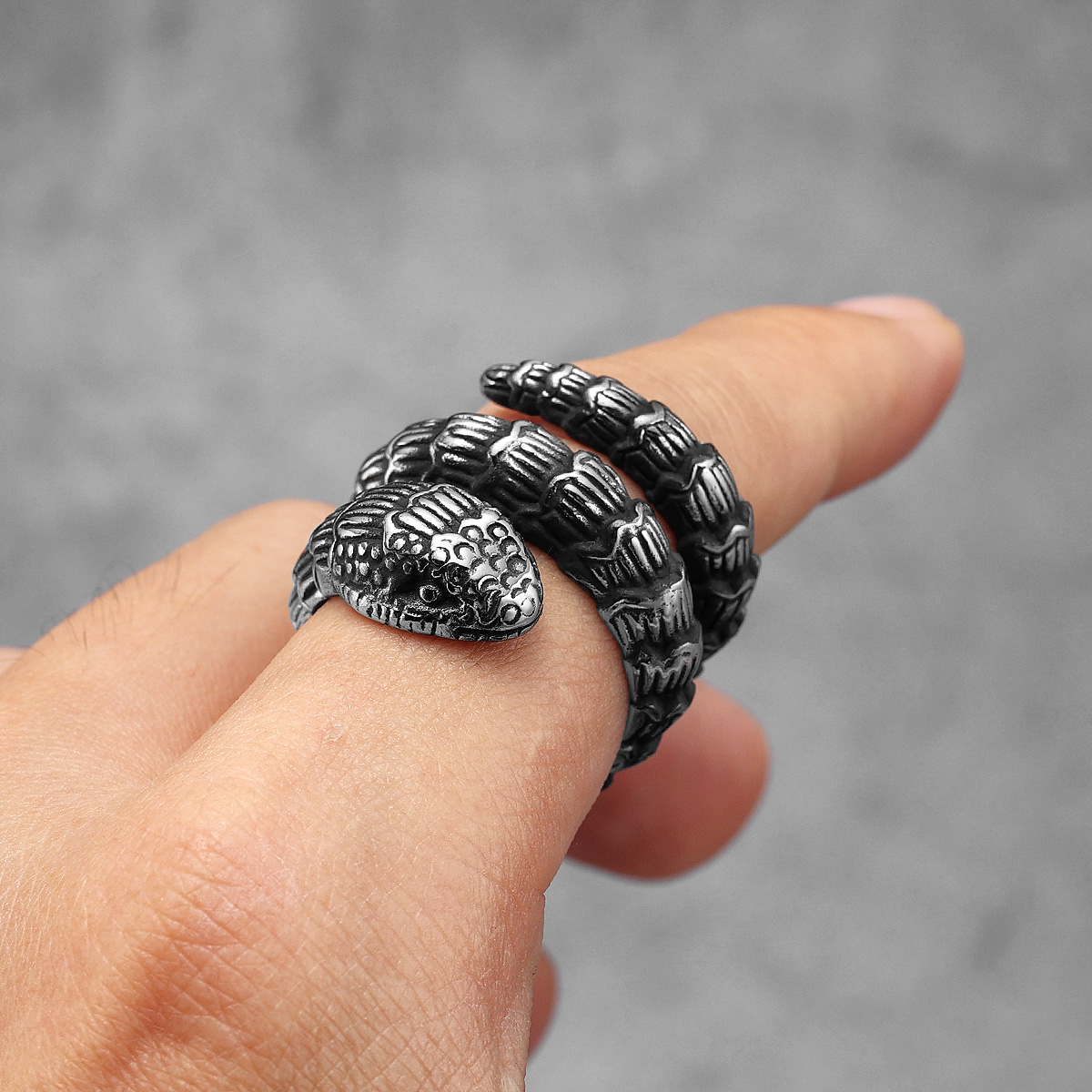 Rattlesnake Animal Men Rings S - Vintage Fashion Stuff review and price