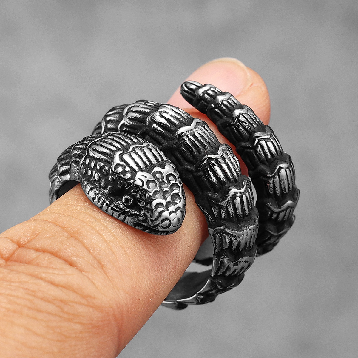 Rattlesnake Animal Men Rings S - Vintage Fashion Stuff review and price