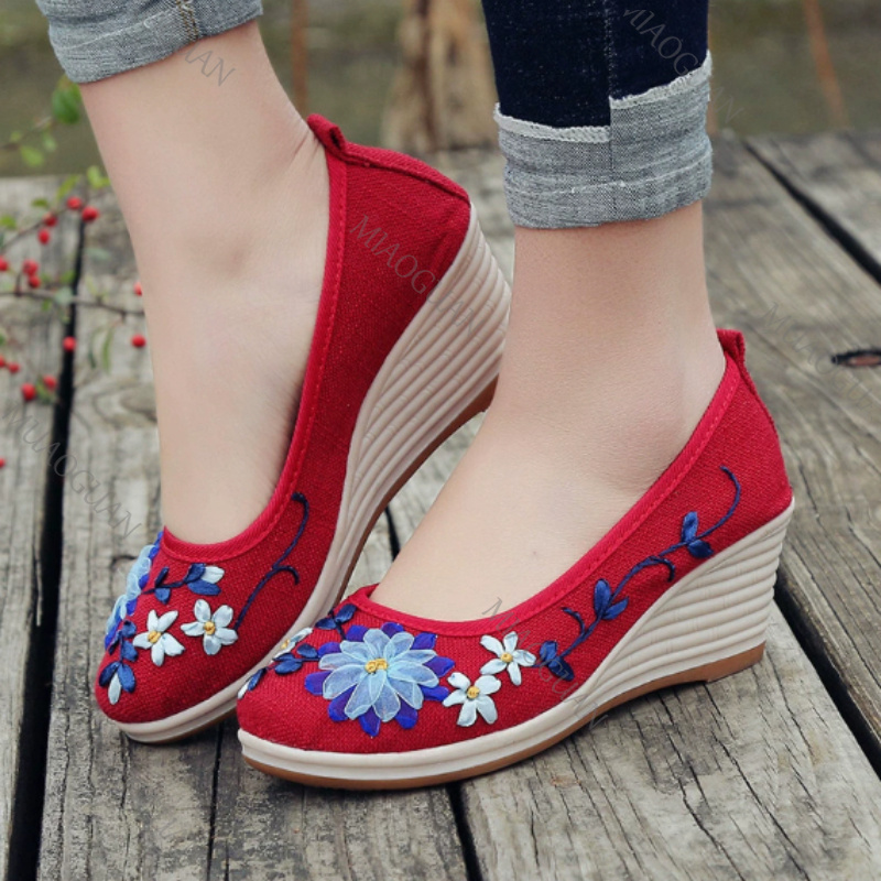 Embroidered Women Comfort Wedg - Vintage Fashion Heels review and price