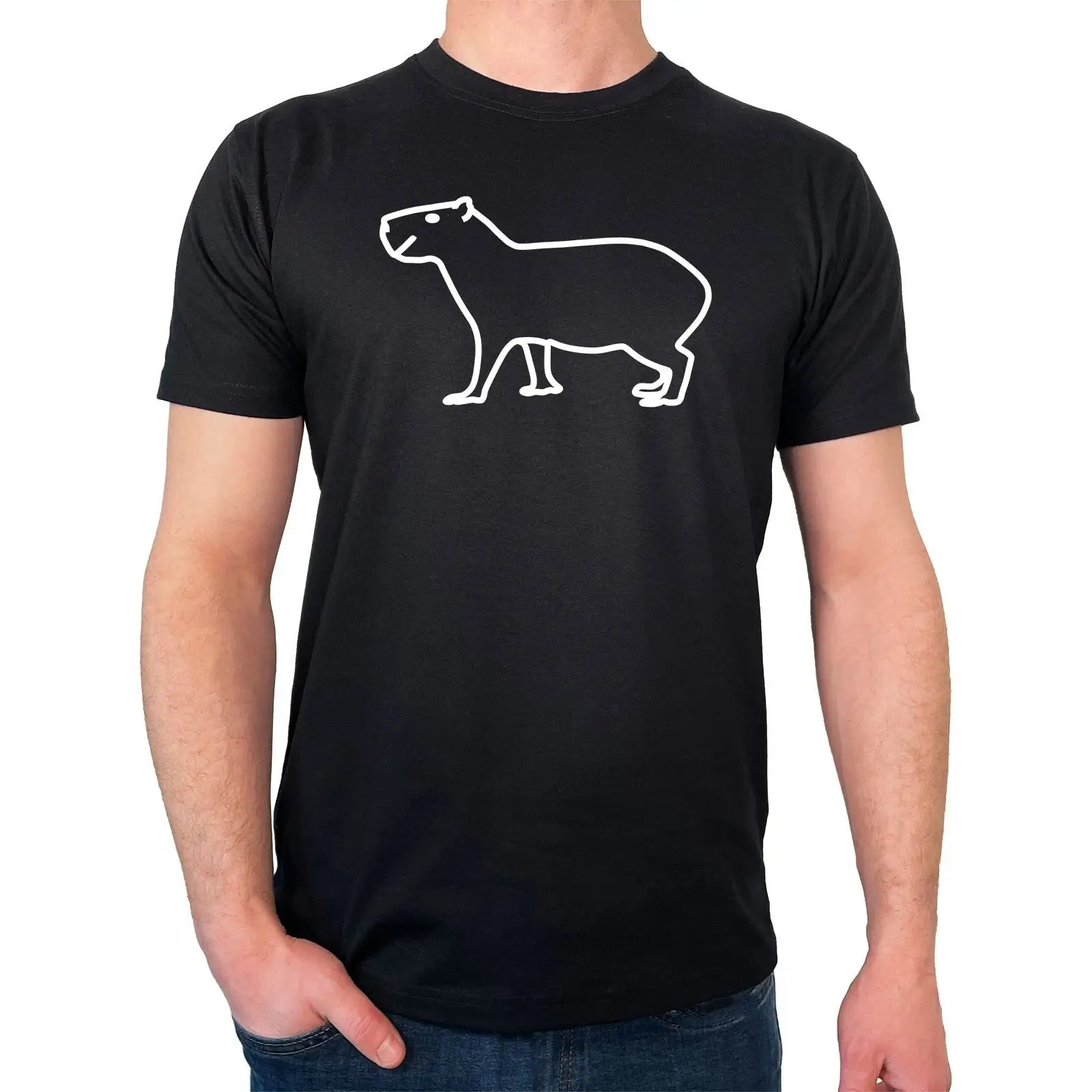 Herren T Shirt Capybara Silhou - Vintage Fashion Herren review and price